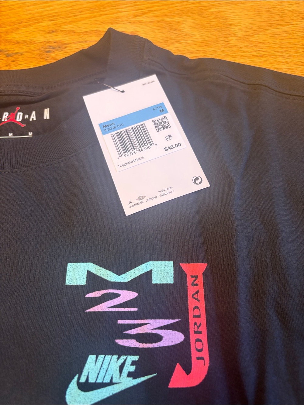 Nike Black Jordan T-Shirt with Purple & Teal Dunk Graphic NWT - Picture 9 of 9